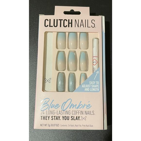 Clutch Nails Press On Fake Nails Blue Ombre - 24ct - Picture 1 of 1
